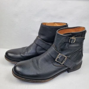 Frye Womens Tyler Engineer Black Leather Zip Up Ankle Boots Size 8B - Picture 1 of 12