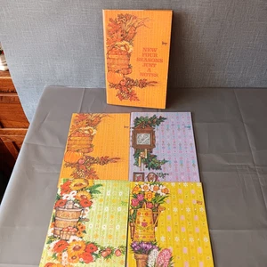 Tarjetas de papelería de temporada años 70 de colección CUATRO ESTACIONES SOLO UNA NOTA cosecha floral Navidad - Imagen 1 de 10