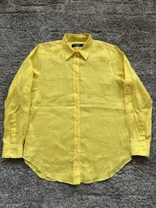 Lauren Ralph Lauren Damen 100% Leinen Hemd mit Knöpfen Gelb Medium - Bild 1 von 11