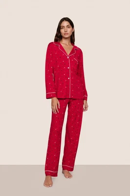 Eberjey Gisele TENCEL Modal Largo PJ Set Cascanueces Acebo Rojo/Marfil Talla Grande Foto 1 de 3