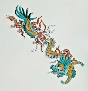 Colored Chinese Dragon Handmade Embroidered Patch - Picture 1 of 1