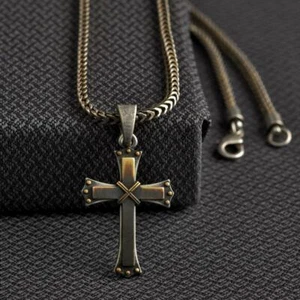 Twister Western Jewelry Mens Necklace Chain Cross Silver 32136 - Picture 1 of 1