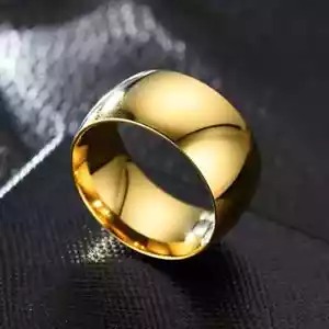 Anello a cupola uomo S in acciaio inox, larghezza 12 mm fede nuziale lucida, vestibilità comoda - Foto 1 di 27