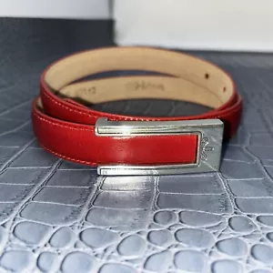 Vintage Brighton Red Leather Belt #421-12 Sz S (26-28”) NWOT 3/4” Thick - Picture 1 of 9