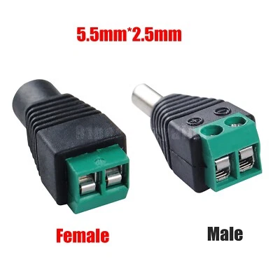 DC Power Plug Male Female Jack Connector 2.5 x 5.5mm Adapter CCTV Video Balun - Image 1 of 4