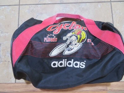 RARO Vintage Adidas Cyclone Flushin Ciclismo 948 Bolsa de Rolo Preta Vermelha Branca 16x9x9 - Imagem 1 de 4