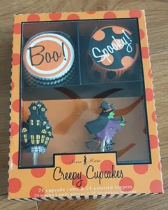 Meri Meri Creepy Cupcake Halloween Kit NEW 24 cupcake cases & toppers witches - Picture 1 of 4