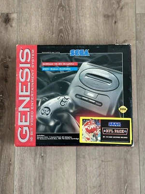 1994 Sega Genesis 16Bit Video Entertainment System NFL Pack 2 Controllers CIB - Image 1 of 4