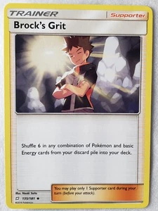 Brock's Grit 135/181 VLP - Tarjeta Pokémon Equipo - Arte Naoki Saito - Imagen 1 de 3
