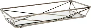 Geometric Design Vanity Tray | Mirrored | Cosmetic & Jewelry Organizer | Dresser - Picture 1 of 6