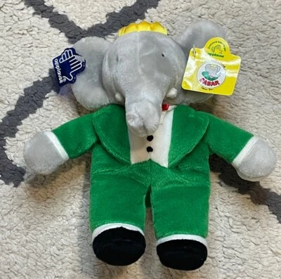 NWT Applause King BABAR Green Suit 8” Plush NEW NOS Stuffed Elephant Plushie Toy - Image 1 of 4