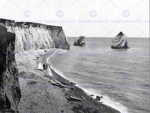 Isle Of Wight Freshwater Bay Arch And Stag Rocks England Bw Fotodruck 1049Bwb - Bild 1 von 2