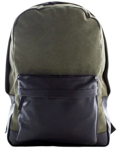 PX Clothing Herren Canvas und veganes Leder Wochenend Reise Getaway Rucksack oliv - Bild 1 von 10