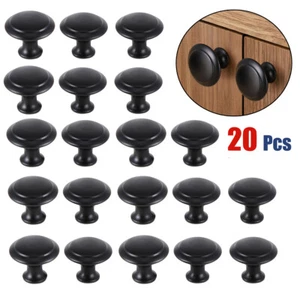 Lot of 20 Black Cabinet Knobs Drawer Kitchen Dresser Furniture Door Handle Pull - Picture 1 of 12