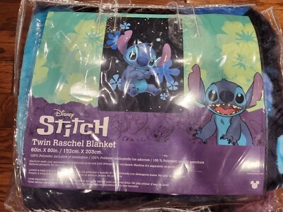 DISNEY STITCH TWIN RASCHEL BLANKET LILO & STITCH STAR 60in x 80in 100% POLYESTER - Image 1 of 4