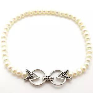 Perlen-Armband mit Verschluss aus 925 Sterling Silver Pearl Bracelet Vintage - Bild 1 von 7