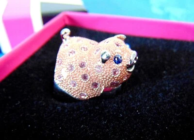 Schweinchen-Ring London Collection, chrom, Glasgranulat, rosa, 63 mm - Bild 1 von 2