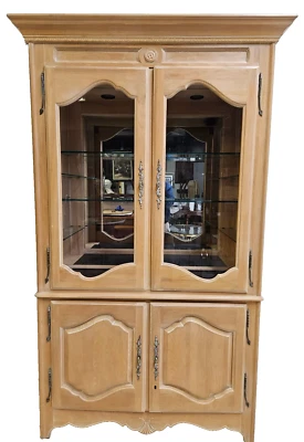 RARE Ethan Allen French Country Bar Liquor Cabinet Display Hutch China Bisque - Image 1 of 4