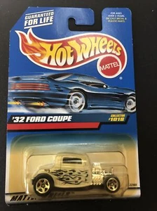 1998 Hot Wheels '32 Ford Coupe White With Flames Collector #1018 1932 3 Window - Picture 1 of 3