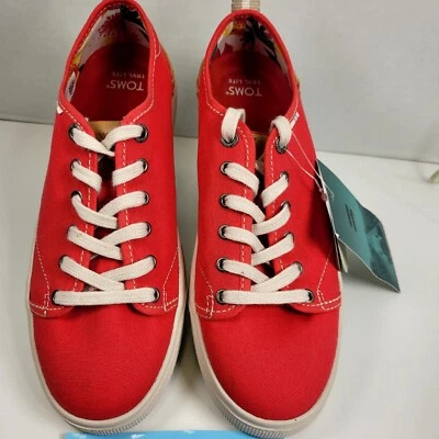 Zapatos Toms para mujer talla 6,5 Travel Lite 10014103 rojos de lona con cordones parte superior baja  Foto 1 de 4
