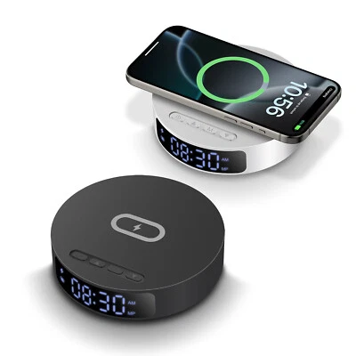 15W Wireless Charger Dock With Digital Display Alarm Clock For iPhone Samsung - Image 1 of 4