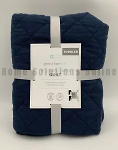 Pottery Barn Kids Belgian Flax Linen Baby Quilt Toddler Navy Blue 50" #8A - Picture 1 of 5