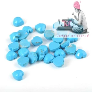5mm Turquoise Heart Rose Cut Untreated Loose Gemstone for sale 10 Pieces - Picture 1 of 3