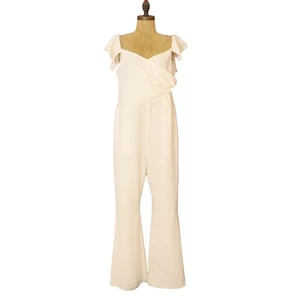 Chelsea28 Off The Shoulder Jumpsuit L Stretch Lined Ivory Cloud NEW Tag $99 B99 - Picture 1 of 6