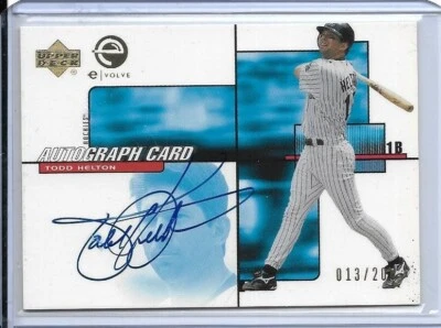 2000 UPPER DECK EVOLVE TODD HELTON AUTO SIGNED #ES-TH #D/200 COLORADO ROCKIES - Image 1 of 2