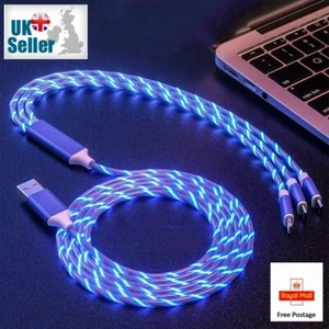 3 in 1 Fast Charging 3A USB Cable Charger Phone Type-C Micro USB iOS ALL Phones - Picture 1 of 4