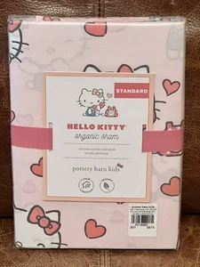 NEW Pottery Barn Kids Hello Kitty Organic Standard Sham Pillow Cover, Pink Multi - Picture 1 of 2