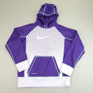 Nike Hoodie Girls Large Purple Polka Dot Color Block White Large Center Check - Picture 1 of 11