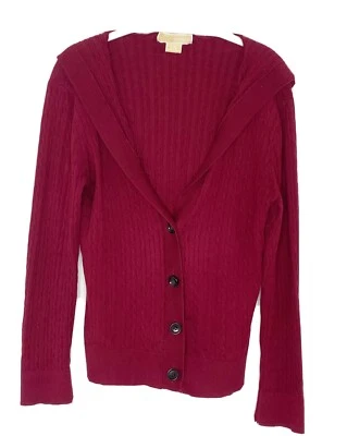 Cárdigan suéter para mujer Michael Kors borgoña tejido con botones talla L C3 Foto 1 de 4