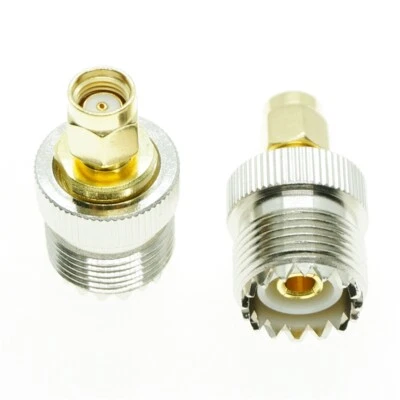 UHF female SO239 SO-239 Jack to RP-SMA Male RF adapter connector - Image 1 of 3