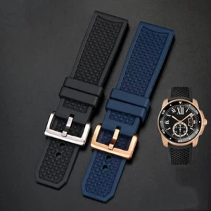 Rubber Watch Strap Fit For Cartier CALIBRE W7100055/WGCA0010 WSCA0006 Watch Band - Picture 1 of 25