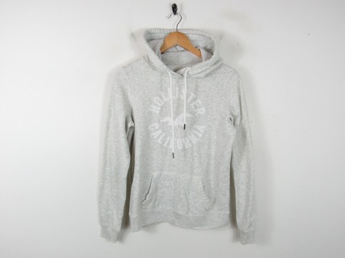 OFF WHITE Hollister Felpa Donna con Cappuccio Off White Grigio Grafica Cotone Poliestere Taglia S