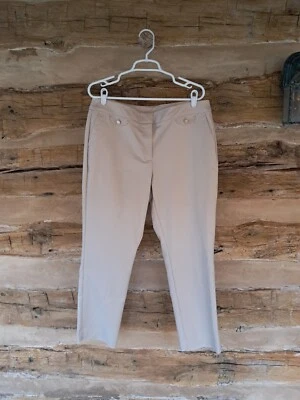 Anne Klein Women's Pants Straight Leg High Waisted Cotton Blend Beige Size 14 - Image 1 of 4