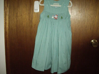 EUC Girls Size 4 Amanda Remembered Hand Smocked Christmas Jumper Dress Santa  - Image 1 of 3