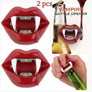 2x Barbuzzo Vampir Flaschenöffner Vampir Zähne Kappe Öffner Dracula Deckel entfernen - Bild 1 von 9