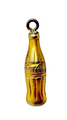 Coca Cola 1936 50th Anniversary Realistic Plated Brass Coke Bottle Keychain Fob - Image 1 of 4