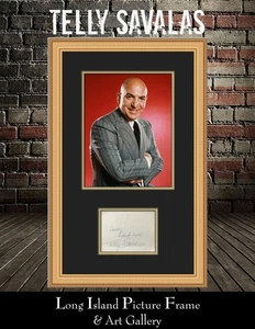 Telly Savalas Movie/TV Actor Signed Hotel Card Custom Framed Photo - Picture 1 of 4