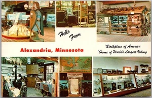 Postal de Alejandría, Minnesota de 1960 "Hogar del museo vikingo más grande del mundo" - Imagen 1 de 2