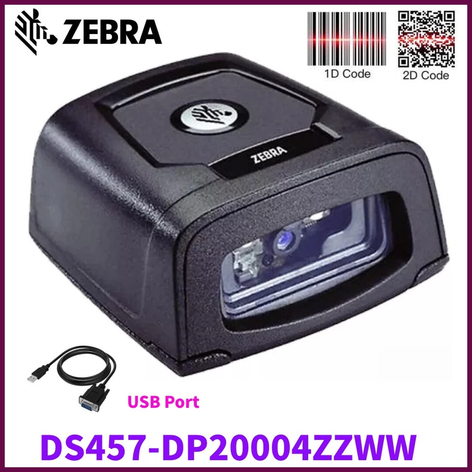 Zebra DS457-DP20004ZZWW 1D/2D Fixed Mount USB Barcode Scanner With USB Cable - Image 1 of 4
