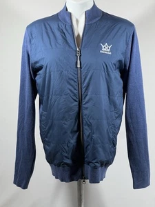 Chaqueta Peter Millar KINGSBARNS Para Hombre Pequeña Azul Cremallera Completa Suave Shell Mezcla de Algodón - Imagen 1 de 24
