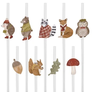 Woodland Animal Straws Winter Forest Creatures Decorative Straw Woodland Them... - Picture 1 of 5