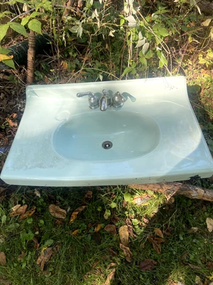vintage midcentury sink Jade Sea Foam perfect condition extra wide sides  - Image 1 of 4