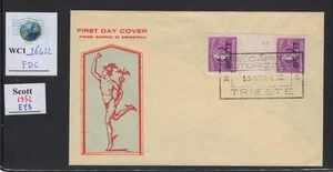 WC1_26422. TRIESTE FTT. FDC con pares de canaletas de 1952 20 L. Auténtico. Entrega. Sc.EY5 - Imagen 1 de 1