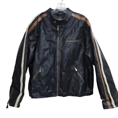 Chaqueta De Colección Arizona Imitación Cuero Para Hombres XL Marrón Oscuro Café Corredor Motociclista Y2K Moto Foto 1 de 4