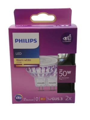 Brand New Phillips LED Light Bulb (x2) 50W / 621 Lumen Warm White - Image 1 of 4