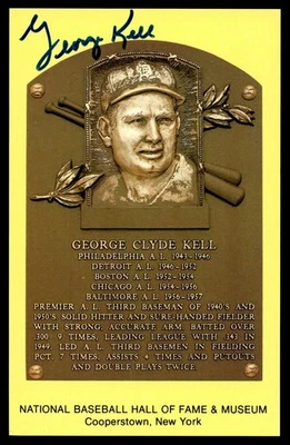 George Kell Yellow HOF Postcard Signed PSA/DNA Authenticated Tigers Autographed - Image 1 of 2